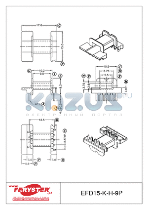 EFD15-K-H-9P datasheet - EFD Bobbin