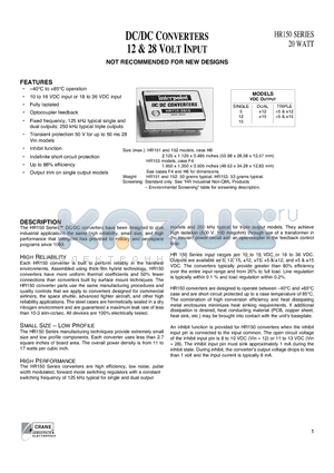 HR152-2812 datasheet - DC/DC Converters 12 & 28 Volt Input