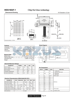 HDG1602F-1 datasheet - Dimensional Drawing