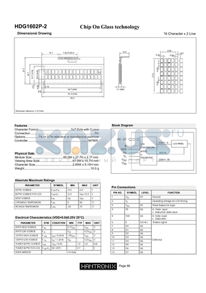 HDG1602P-2 datasheet - Dimensional Drawing