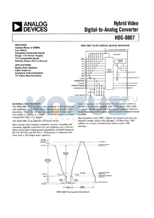 HDG-0807 datasheet - Hybrid Video Digital-to-Analog Converter