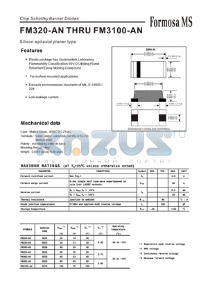 FM320-AN datasheet - Chip Schottky Barrier Diodes - Silicon epitaxial planer type