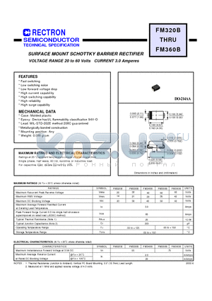 FM320B datasheet - SURFACE MOUNT SCHOTTKY BARRIER RECTIFIER VOLTAGE RANGE 20 to 60 Volts CURRENT 3.0 Amperes