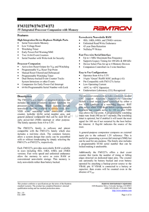 FM32276 datasheet - 5V Integrated Processor Companion with Memory