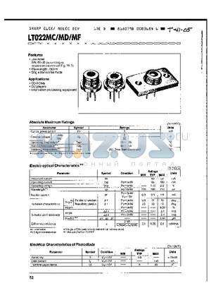 LT022MD datasheet - Low noise S/N:60db(according to measurement method Fig> 29-2)