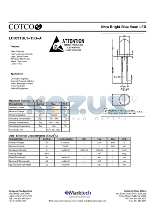 LC503TBL1-15G-A datasheet - Ultra Bright Blue 5mm LED