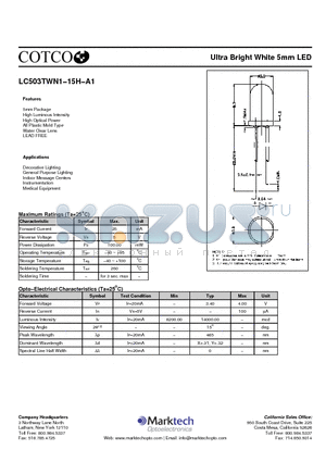LC503TWN1-15H-A1 datasheet - Ultra Bright White 5mm LED