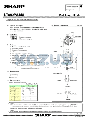 LT050MS datasheet - Red Laser Diode