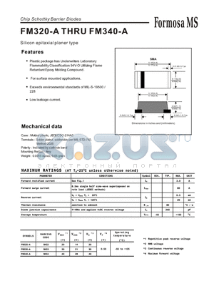 FM340-A datasheet - Chip Schottky Barrier Diodes - Silicon epitaxial planer type