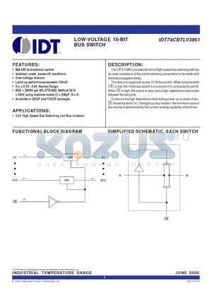 IDT74CBTLV3861 datasheet - LOW-VOLTAGE 10-BIT BUS SWITCH