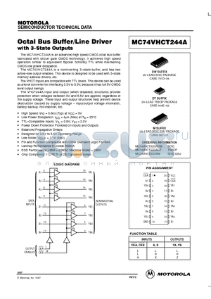 MC74VHCT244A datasheet - Octal Bus Buffer/Line Driver with 3-State Outputs