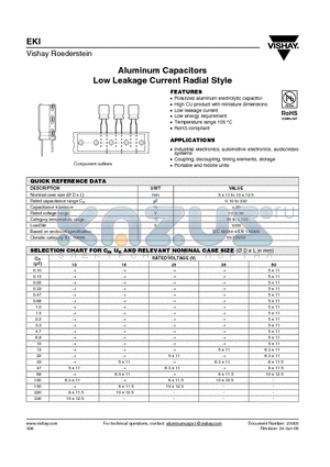 MALREKI00AA122H00K datasheet - Aluminum Capacitors Low Leakage Current Radial Style