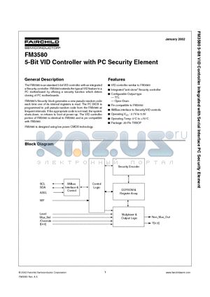 FM3580 datasheet - 5-Bit VID Controller with PC Security Element