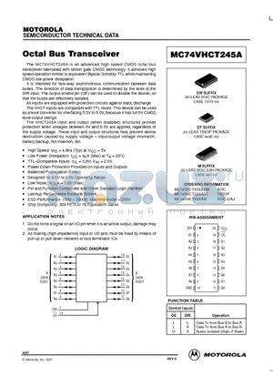 MC74VHCT245ADW datasheet - Octal Bus Transceiver