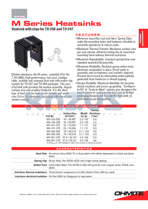 MV-102-55E datasheet - Heatsink with two clips for TO-264 and TO-247