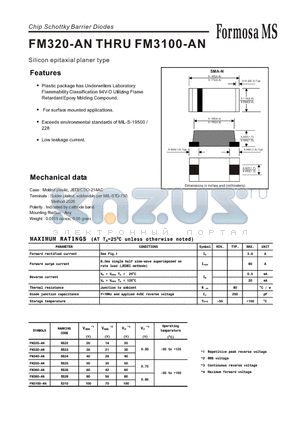 FM380-AN datasheet - Chip Schottky Barrier Diodes - Silicon epitaxial planer type