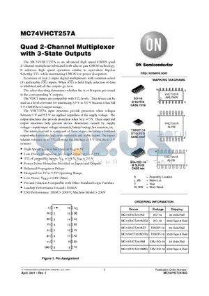 MC74VHCT257ADR2 datasheet - Quad 2-Channel Multiplexer with 3-State Outputs