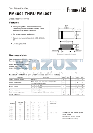 FM4001 datasheet - Glass passivated type