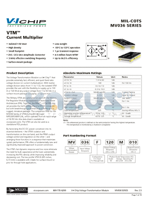 MV036F011M100 datasheet - VTM Current Multiplier