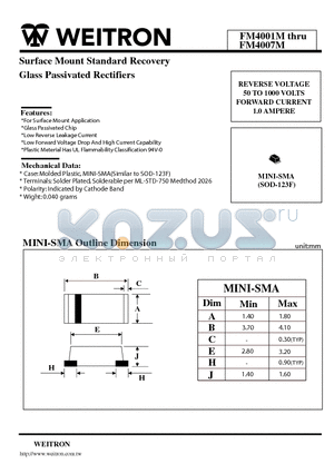 FM4003M datasheet - Surface Mount Standard Recovery Glass Passivated Rectifiers