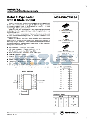 MC74VHCT573ADT datasheet - Octal D-Type Latch with 3-State Output