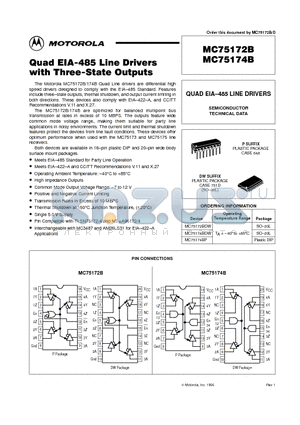 MC75172B datasheet - QUAD EIA-485 LINE DRIVERS