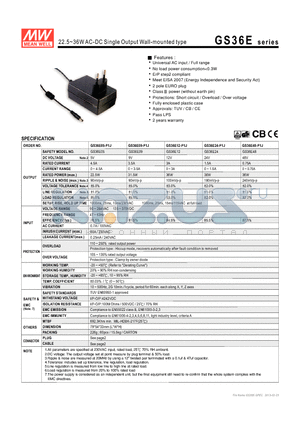 GS36E datasheet - 22.5~36WAC-DC Single Output Wall-mounted type