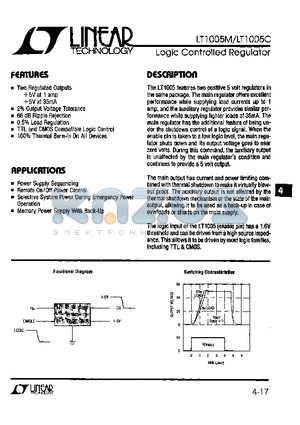 LT1005CK datasheet - Logic Controlled Regulator