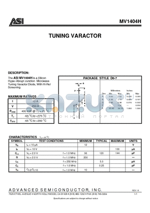 MV1404H datasheet - TUNING VARACTOR