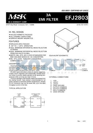 EFJ2803 datasheet - 3A EMI FILTER