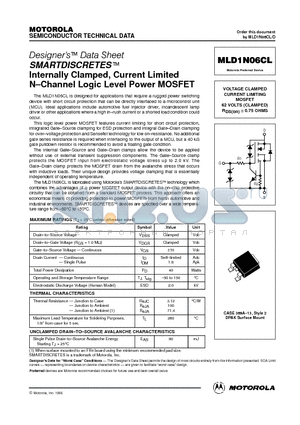 MLD1N06CL datasheet - VOLTAGE CLAMPED CURRENT LIMITING MOSFET