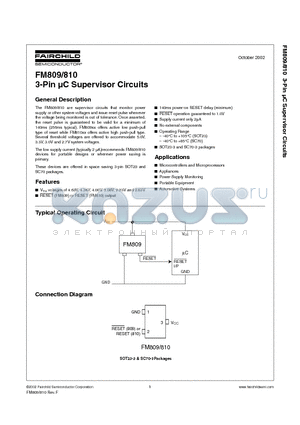 FM809 datasheet - 3-Pin lC Supervisor Circuits