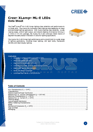 MLEAWT-A1-0000-0000E7 datasheet - Cree^ XLamp^ ML-E LEDs