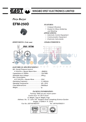 EFM-250D datasheet - Piezo Buzzer