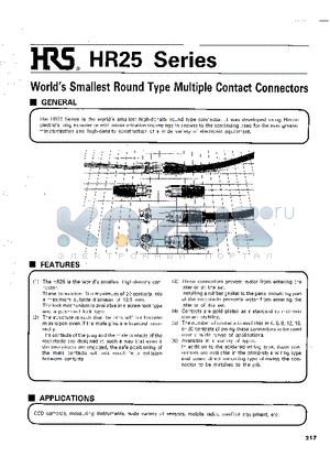 HR25-9R-20PC datasheet - World Smallest Round Type Multiple Contact Connectors