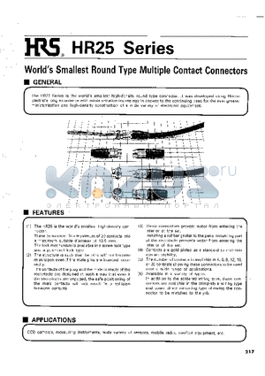 HR25-9R-20SC datasheet - World Smallest Round Type Multiple Contact Connectors