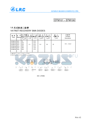 EFM102 datasheet - 1A FAST RECOVERY SMA DIODES