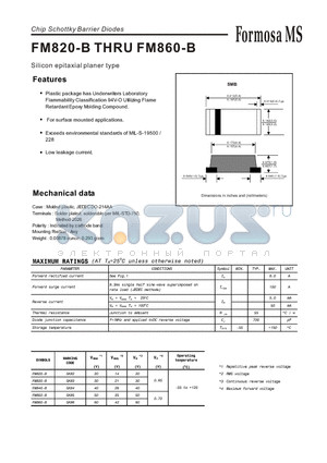 FM850-B datasheet - Chip Schottky Barrier Diodes - Silicon epitaxial planer type