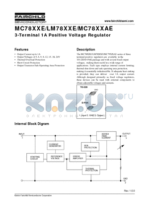 MC7808ECDT datasheet - 3-Terminal 1A Positive Voltage Regulator