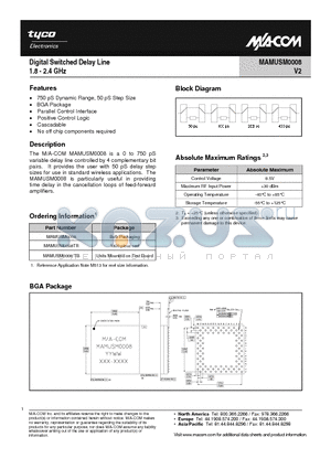 MAMUSM0008-TB datasheet - Digital Switched Delay Line 1.8 - 2.4 GHz