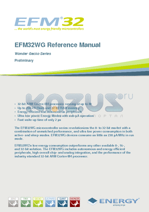 EFM32WG datasheet - The EFM32WG Wonder Gecko is the ideal choice for demanding 8-, 16-, and 32-bit energy sensitive applications.