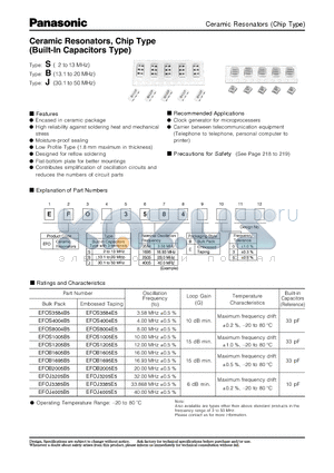 EFOB1605B5 datasheet - eramic Resonators, Chip Type (Built-In Capacitors Type)