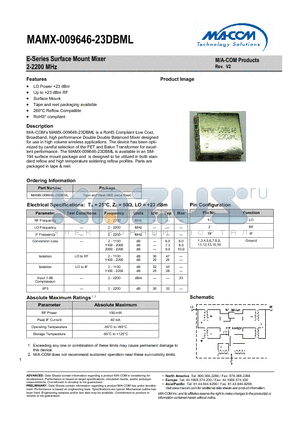 MAMX-009646-23DBML_V2 datasheet - E-Series Surface Mount Mixer