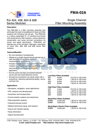 FMA-02A datasheet - Single Channel Filter Mounting Assembly