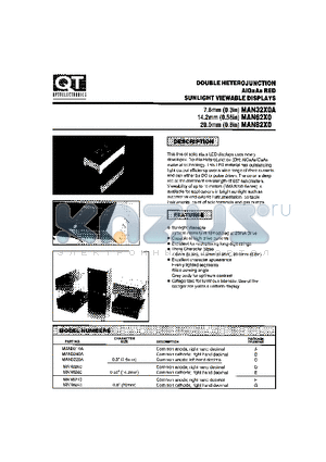 MAN3240A datasheet - DOUBLE HETEROJUNCTION AIGAAS RED SUNLIGHT VIEWABLE DISPLAYS