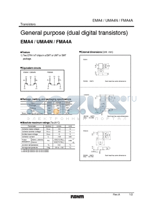 FMA4A datasheet - General purpose (dual digital transistors)