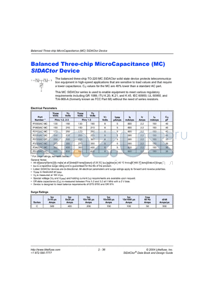 P2353ACMC datasheet - Balanced Three-chip MicroCapacitance (MC) SIDACtor Device