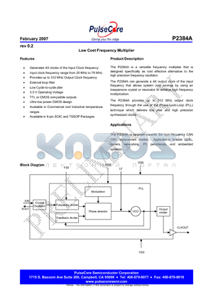 P2384A datasheet - Low Cost Frequency Multiplier