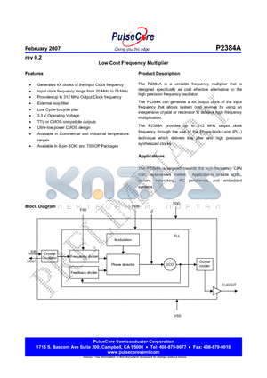 P2384A-08ST datasheet - Low Cost Frequency Multiplier