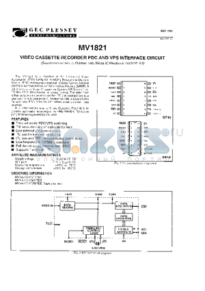 MV1821 datasheet - VIDEO CASSETTE RECORDER PDC AND VPS INTERFACE CIRCUIT